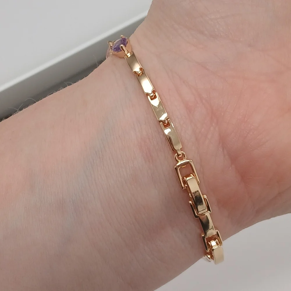 New 18k Goldplated Multi-Color Gemstone Forest Vine Bracelet - Picture 6 of 12